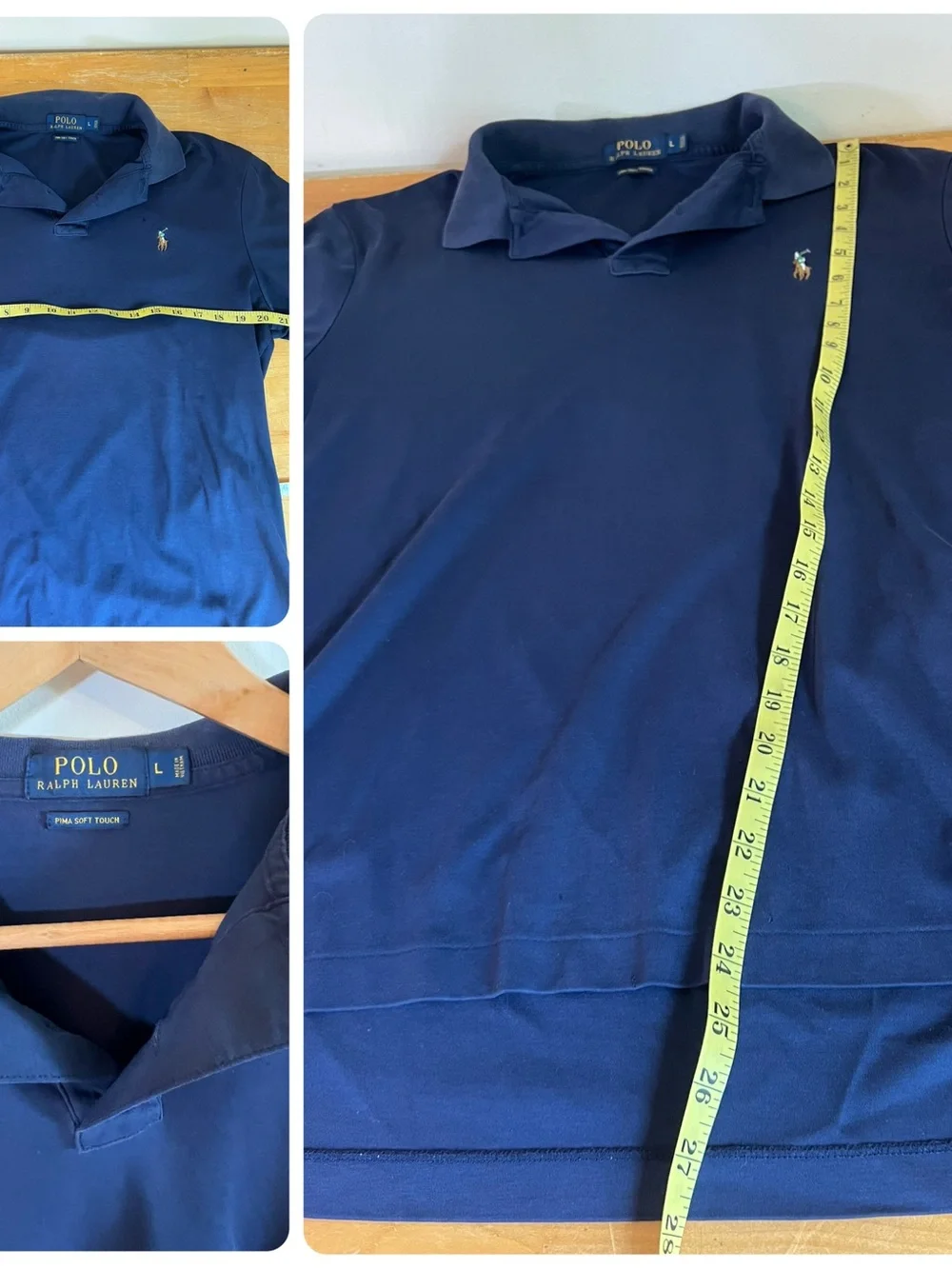 Polo Ralph Lauren Mens Large Polo Shirt Lot of 3 Pony Logo Gray Navy White